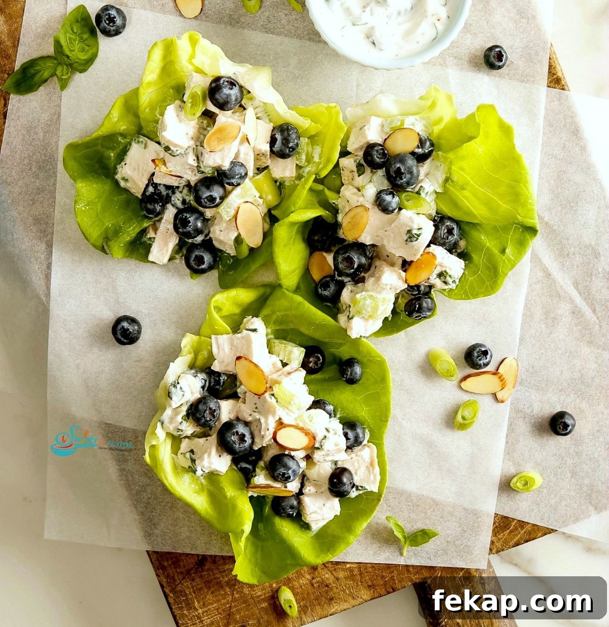 blueberry chicken salad lettuce wrap