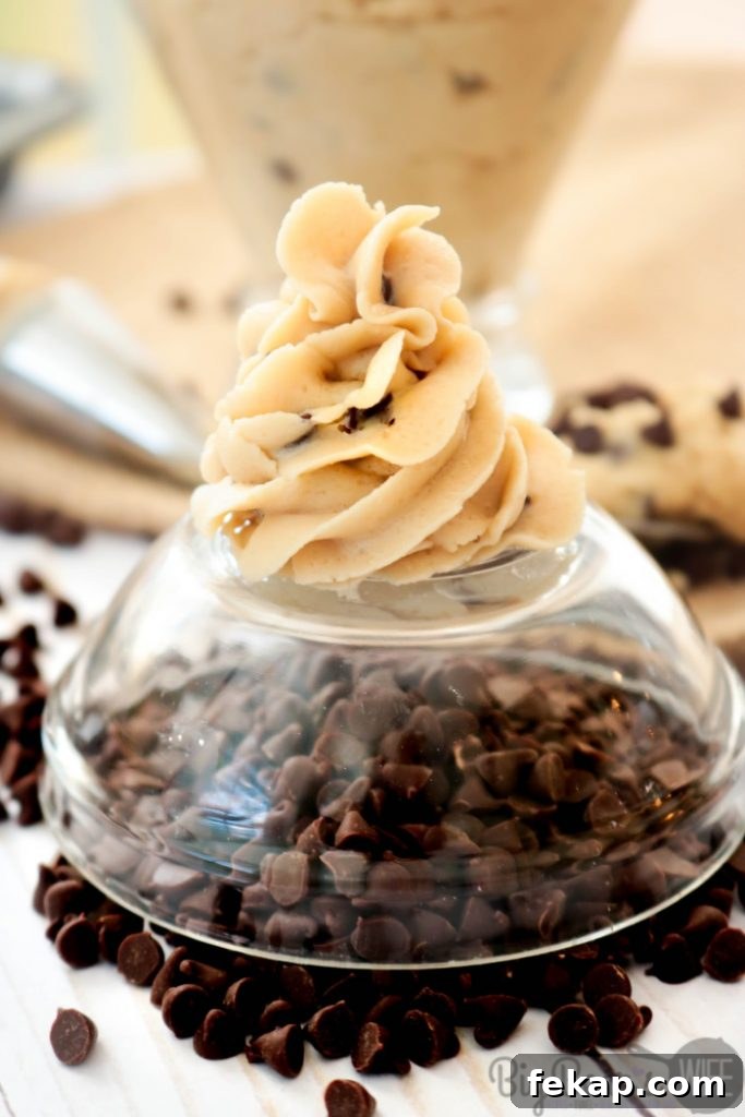 Chocolate Chip Cookie Dough Frosting Recipe 4 Chocolate Chip Cookie Dough Frosting - closeup