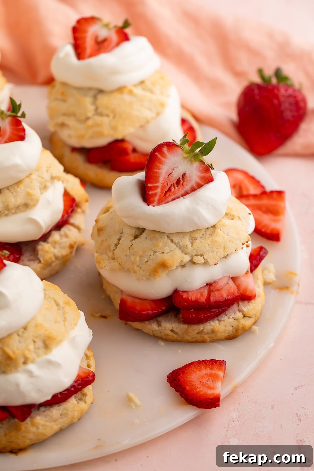 Vegan Strawberry Shortcake Recipe from Scratch 3 Vegan strawberry shortcake made with biscuits, sliced strawberries, and cream.