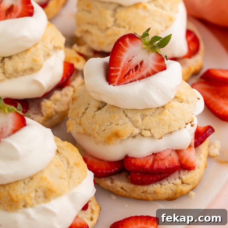 Vegan Strawberry Shortcake Recipe from Scratch 4 Vegan strawberry shortcake made with biscuits, sliced strawberries, and cream.