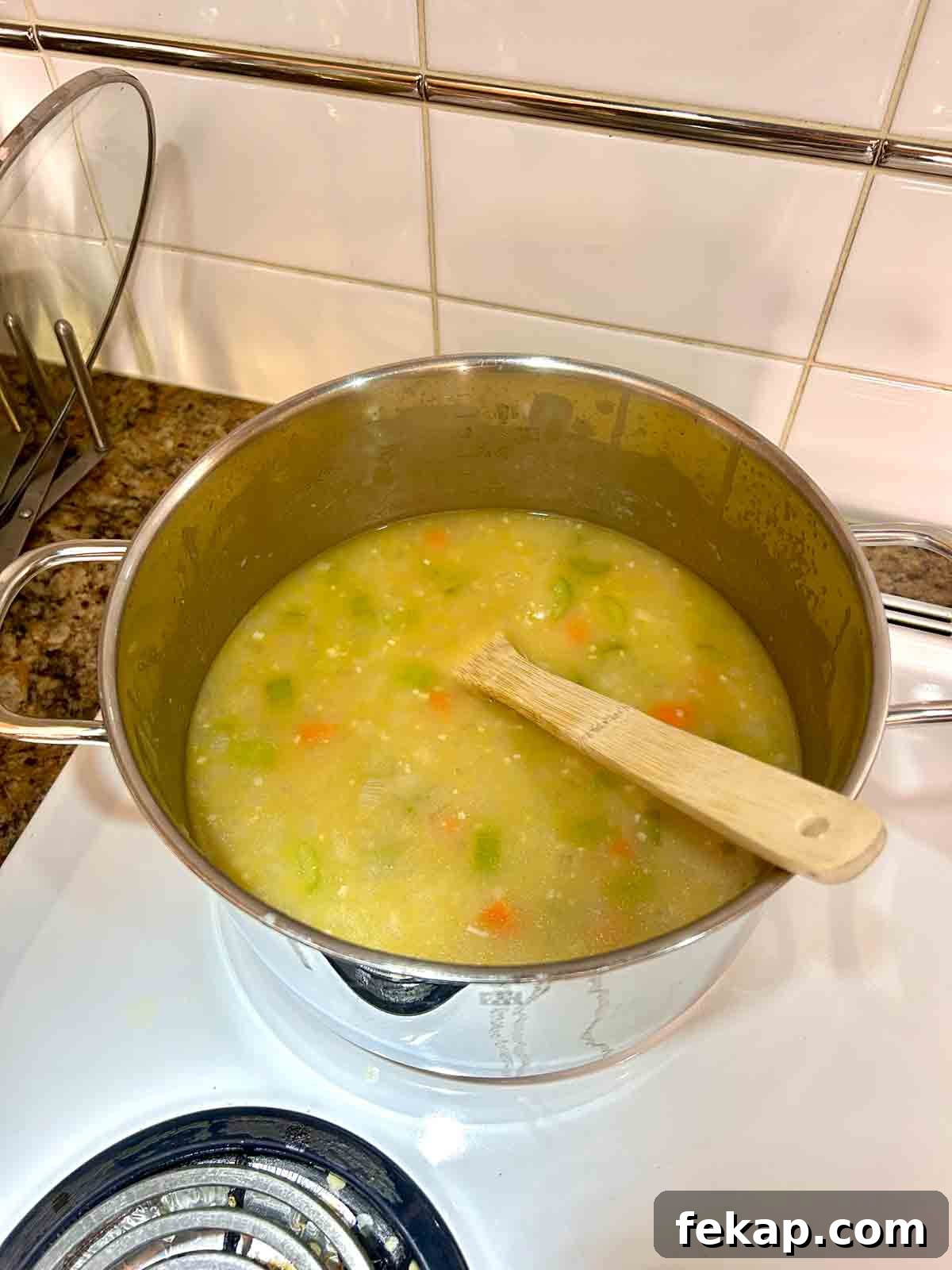 broth added to pot.