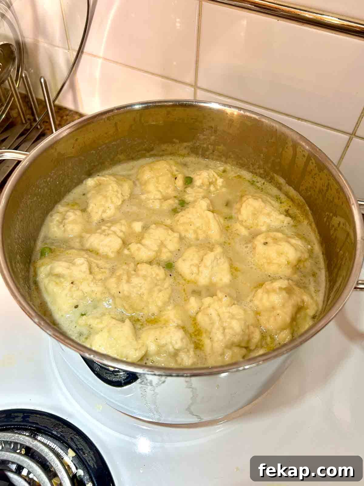 dumplings added to broth.