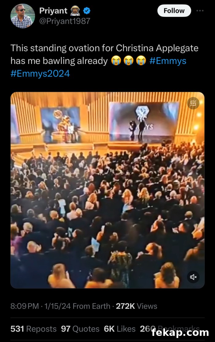 Christina Applegate receiving standing ovation