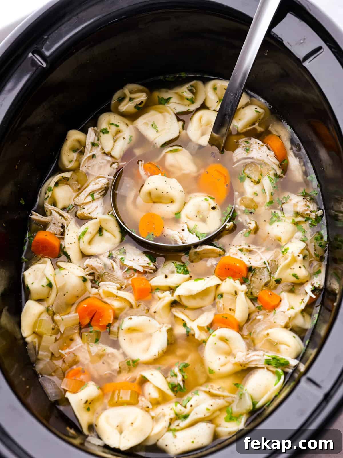 Slow cooker chicken tortellini soup.
