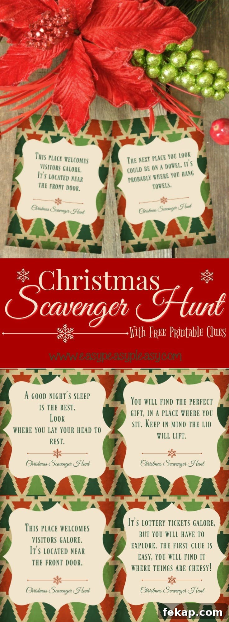 Christmas Scavenger Hunt with Free Printable Clues. 