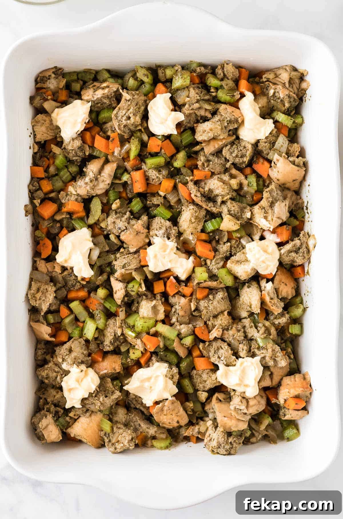 stuffing topped with vegan butter