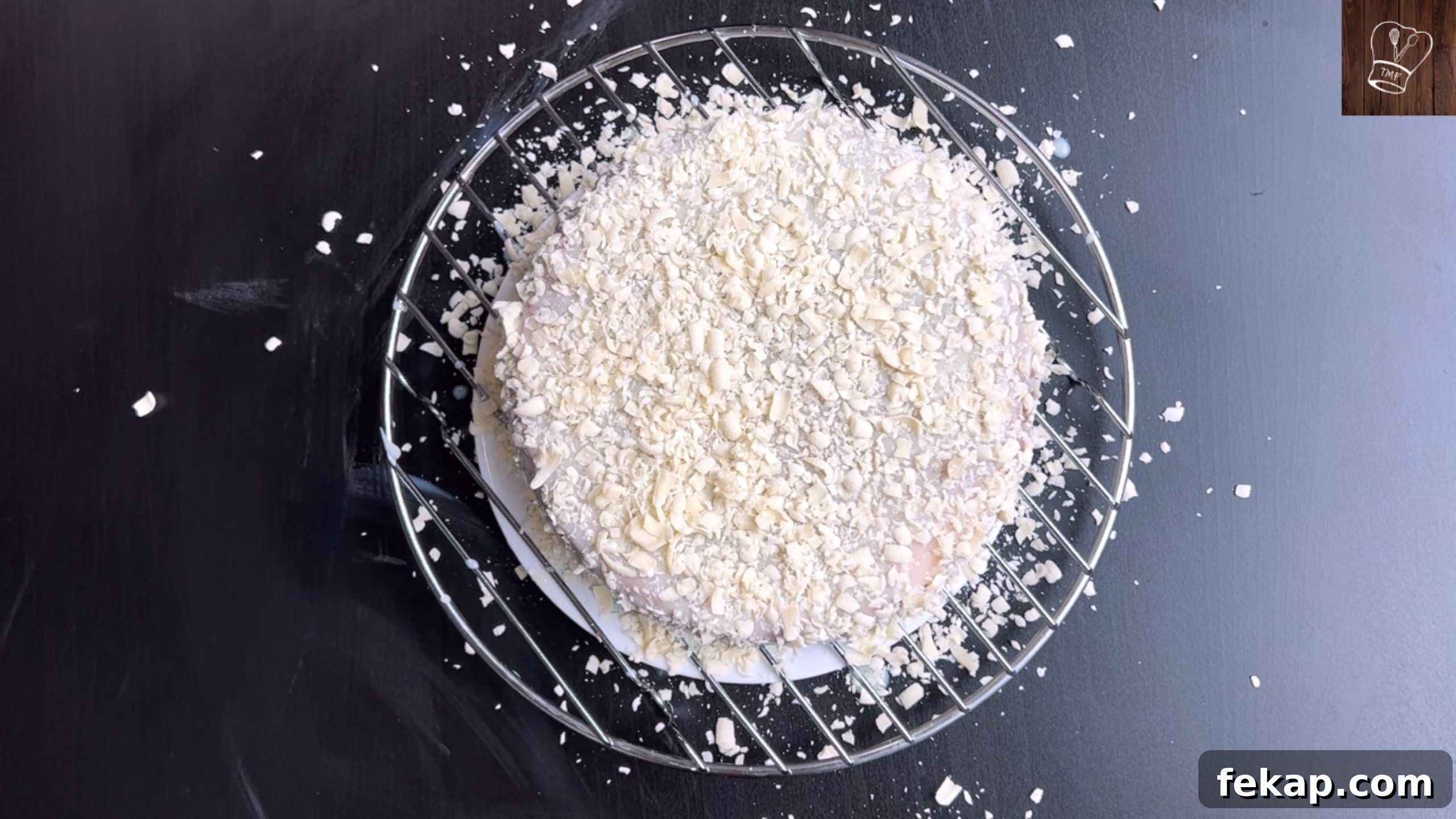 Finished white chocolate mud cake