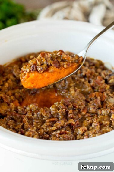 Smoked Turkey Rub Recipe for Juicy Flavorful Turkey 9 A spoon serving up a portion of crock pot sweet potato casserole.