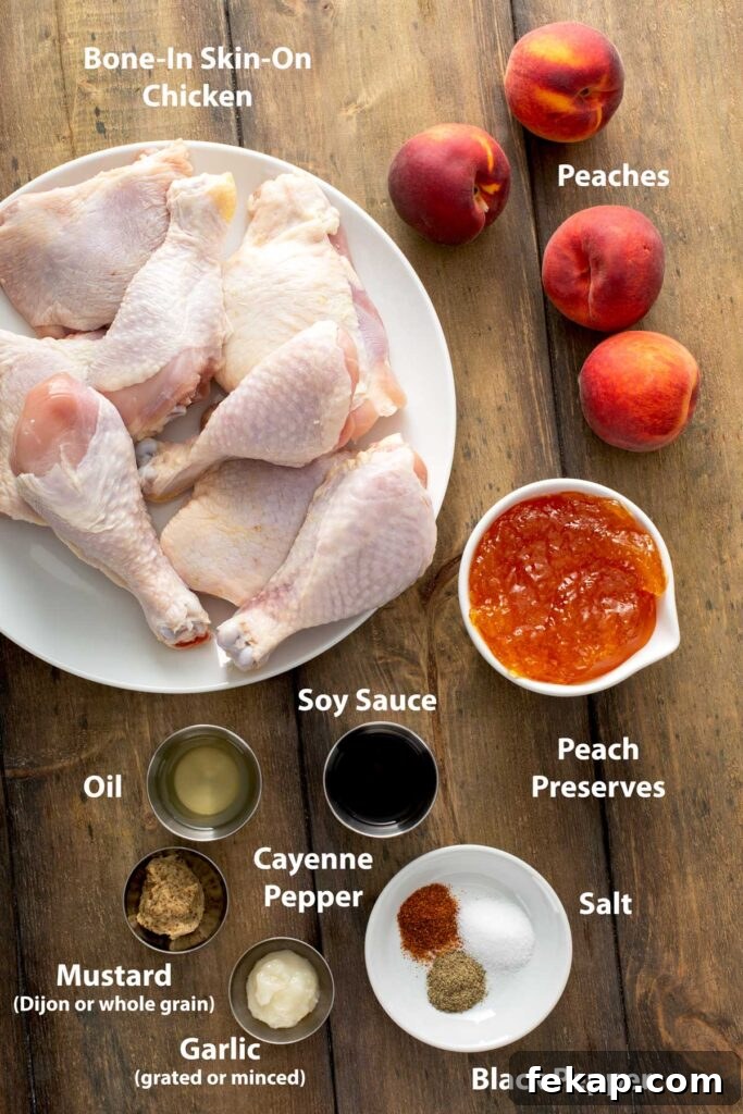 Grilled Chicken with Sticky Peach Glaze 5 Ingredients to make chicken on the grill with peach glaze