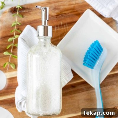 small jar of homemade dish soap