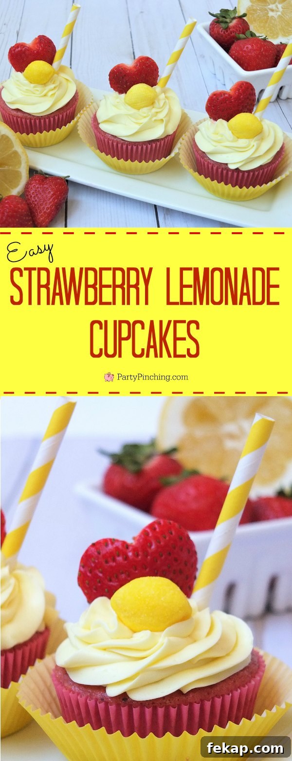 Strawberry Lemonade Cupcakes with Lemon Frosting Recipe 2 strawberry lemonade cupcakes, box mix fresh fruit cupcakes, refreshing summer cupcakes, cute cupcakes for kids, fun and easy cupcakes, strawberry cupcakes with frozen puree, lemon can frosting with zest and juice, easy cupcake recipe