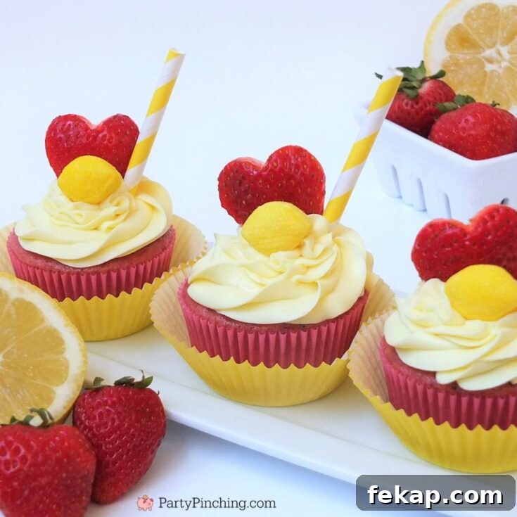 strawberry lemonade cupcakes, best easy box mix doctored strawberry lemonade cupcake recipe