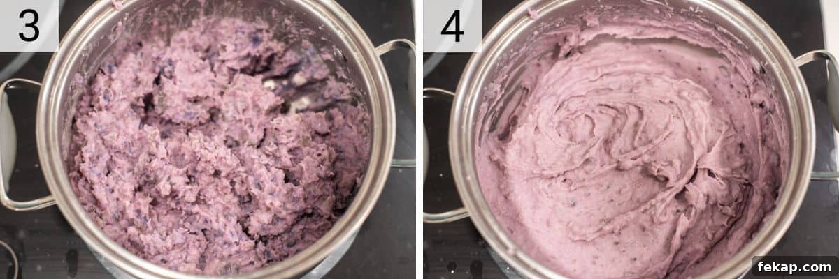 process shots of mashing potatoes
