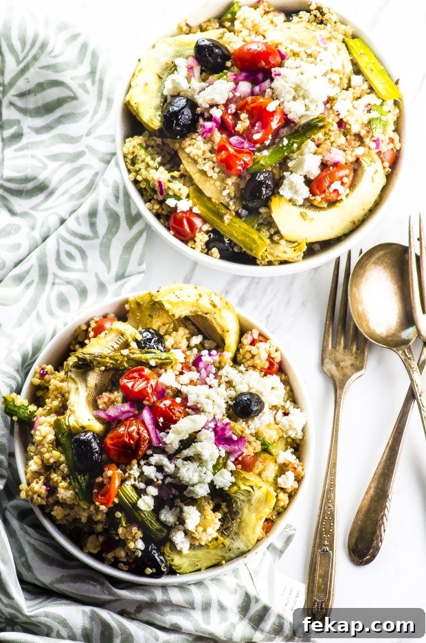 Roasted Vegetable Quinoa Greek Salad