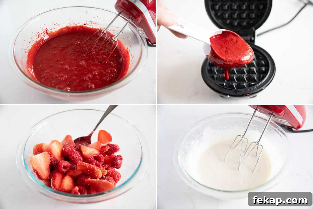 Making Red Velvet Waffles Steps to make red velvet waffles.