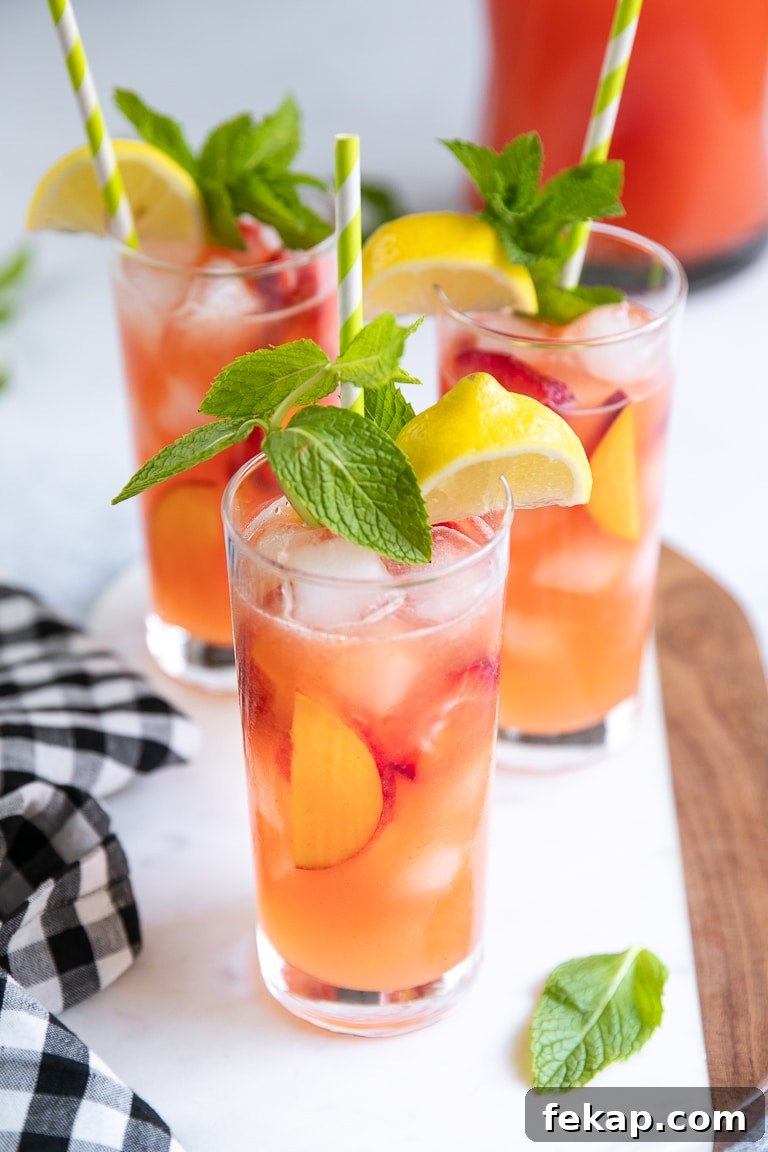 Refreshing Peach Strawberry Lemonade Recipe for Summer 6 lemonade with less added sugar
