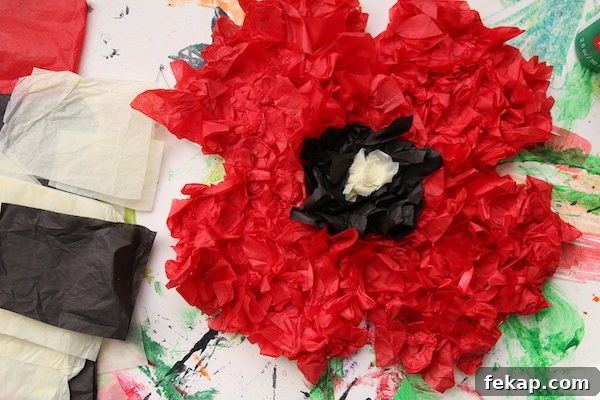 How to Make a Puffy Tissue Paper Poppy 3 puffy crumpled tissue paper poppy
