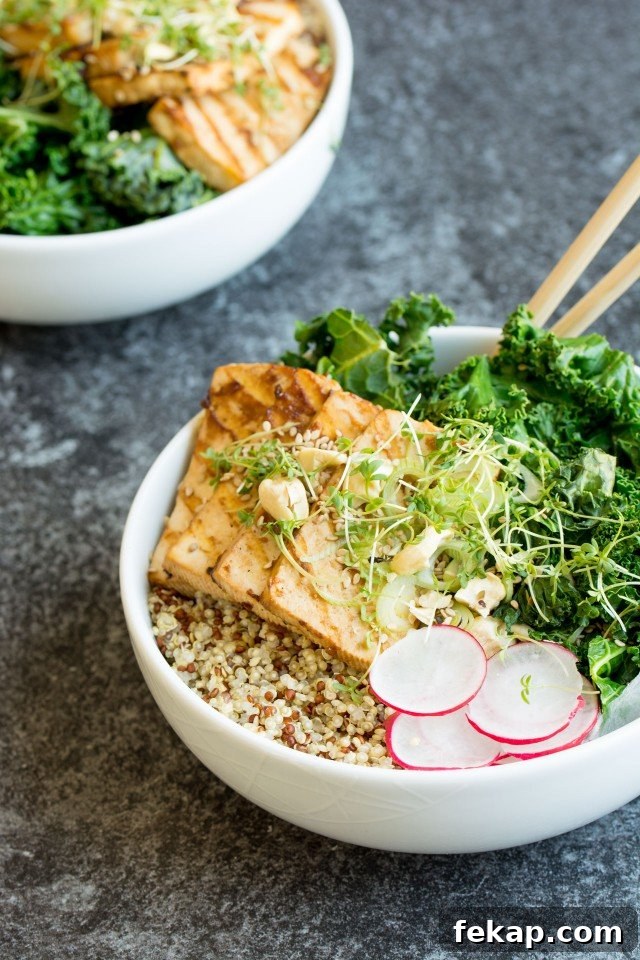 Teriyaki tofu with rice and vegetables