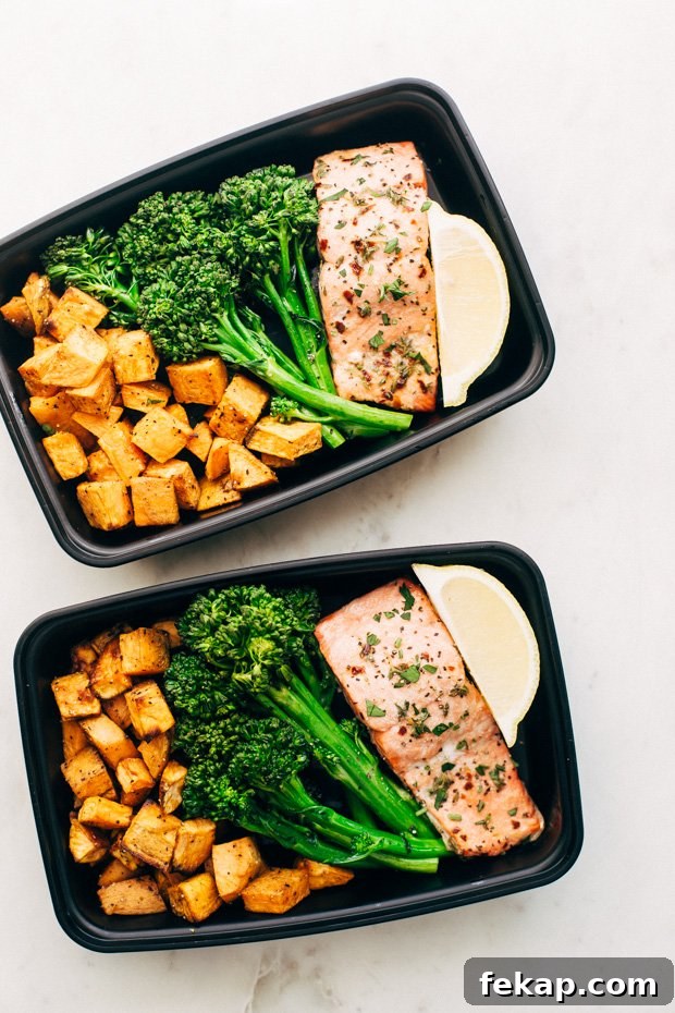 Lemon roasted salmon with sweet potatoes