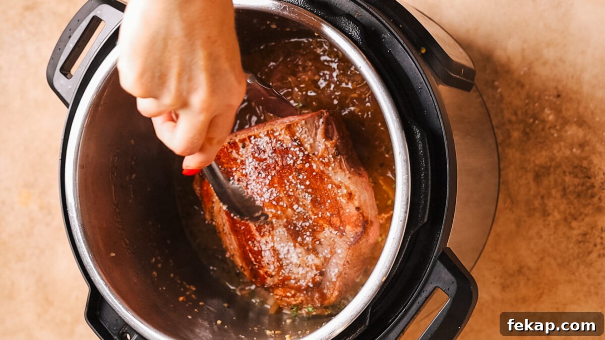 removing roast from pot