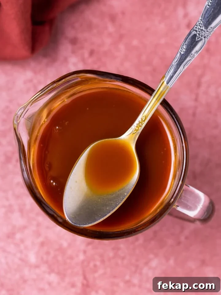 Homemade Salted Caramel Syrup Recipe for Coffee and Desserts 12 spoonful of the featured recipe