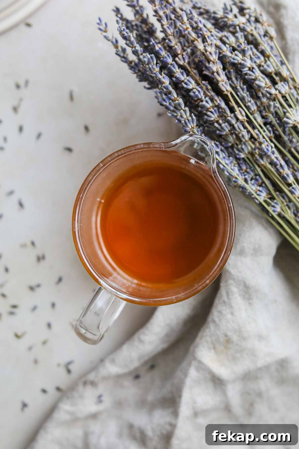 Honey Lavender Simple Syrup Recipe for Cocktails and Desserts 5 Honey lavender simple syrup made with dried French lavender petals for cocktails, lattes, tea, and more.