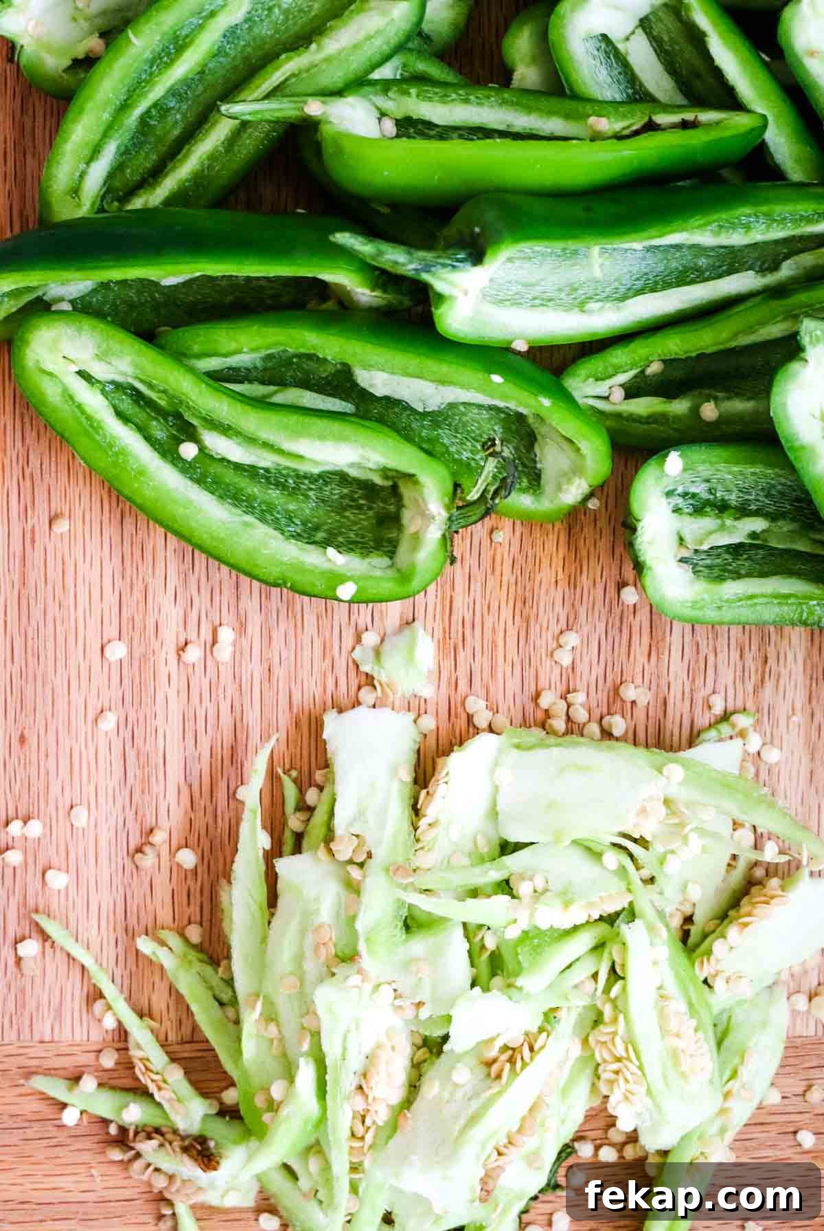 halved jalapenos with seeds and pith removed