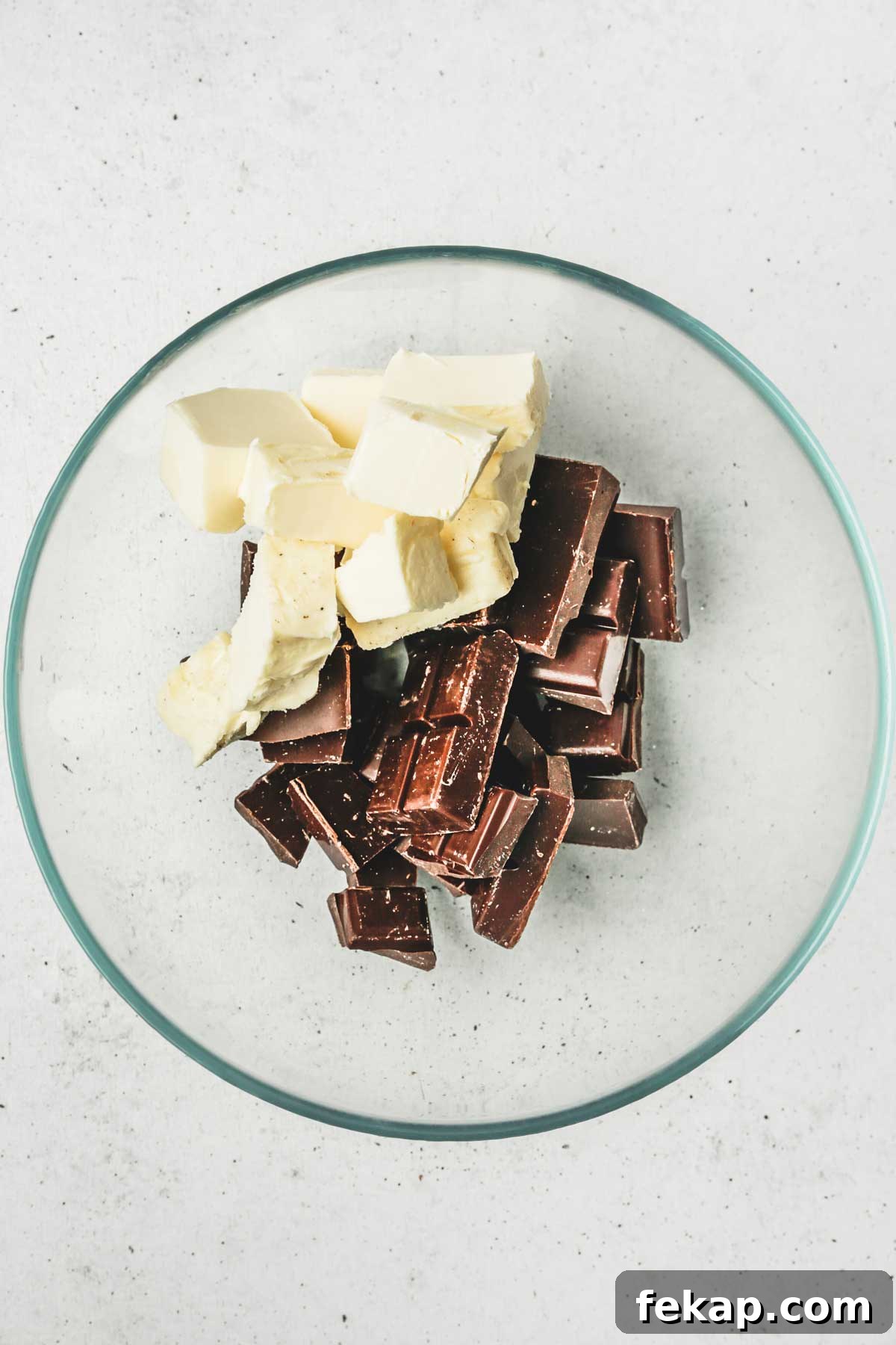 Fudgy Walnut Brownies Recipe 4 bowl with chocolate and butter