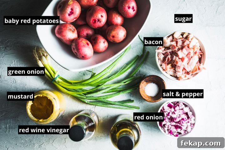 Authentic German Potato Salad with Bacon and Vinegar 2 german potato salad ingredients