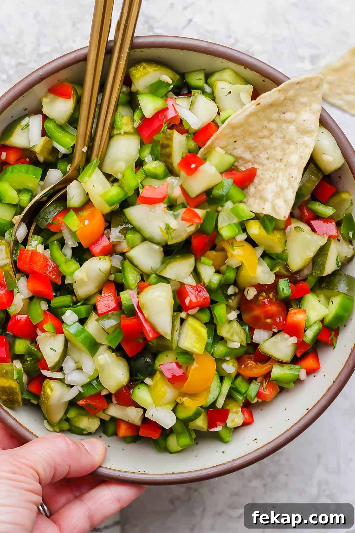 Pickle de gallo in a serving bowl.