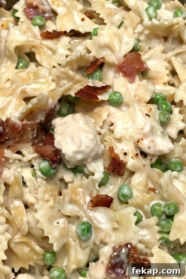 Creamy Instant Pot Chicken and Bacon Carbonara 2 Copycat chicken and bacon carbonara recipe with bowtie pasta