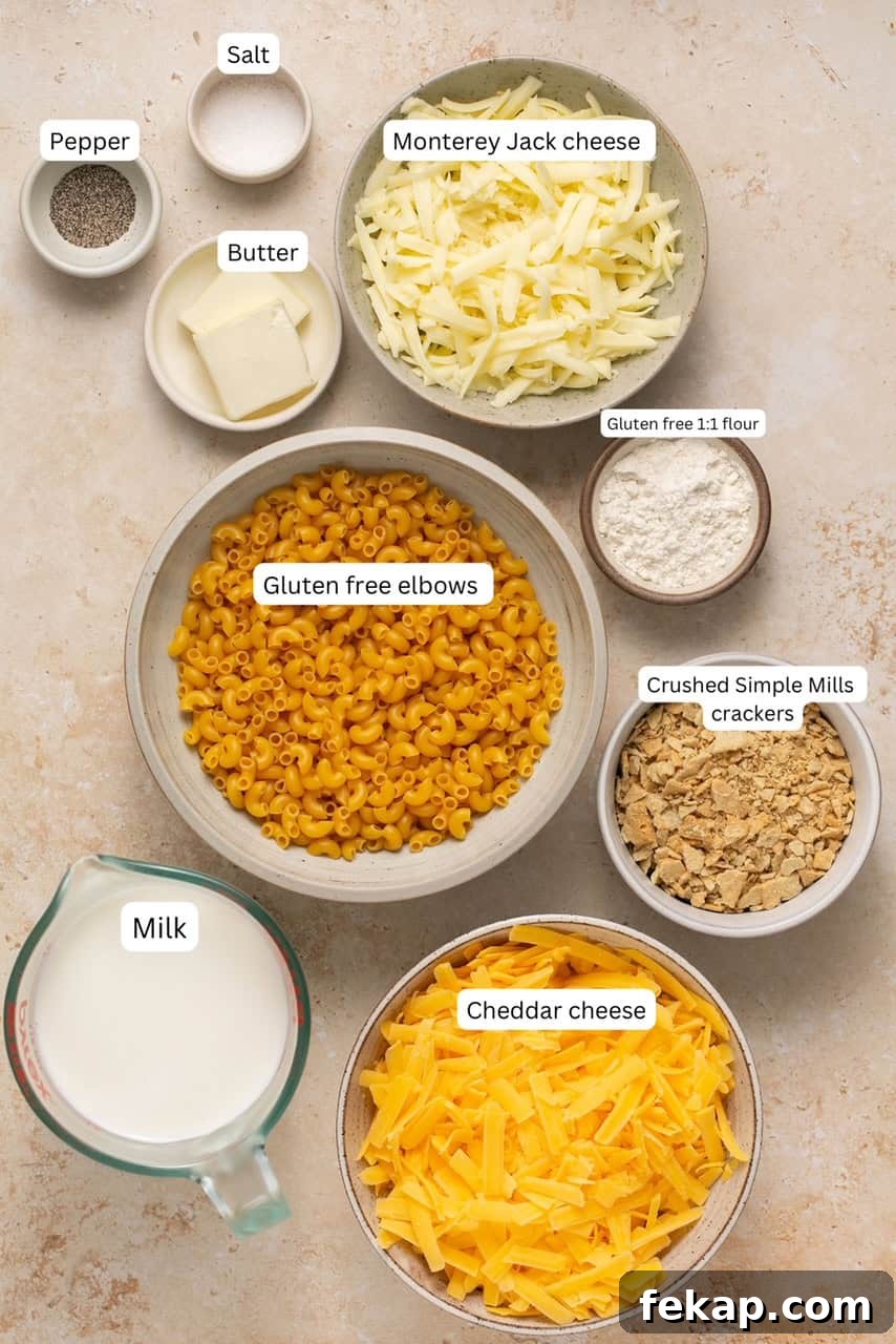 Creamy Oven-Baked Gluten-Free Mac and Cheese Recipe 3 ingredients for baked gluten free mac and cheese in individual nesting bowls