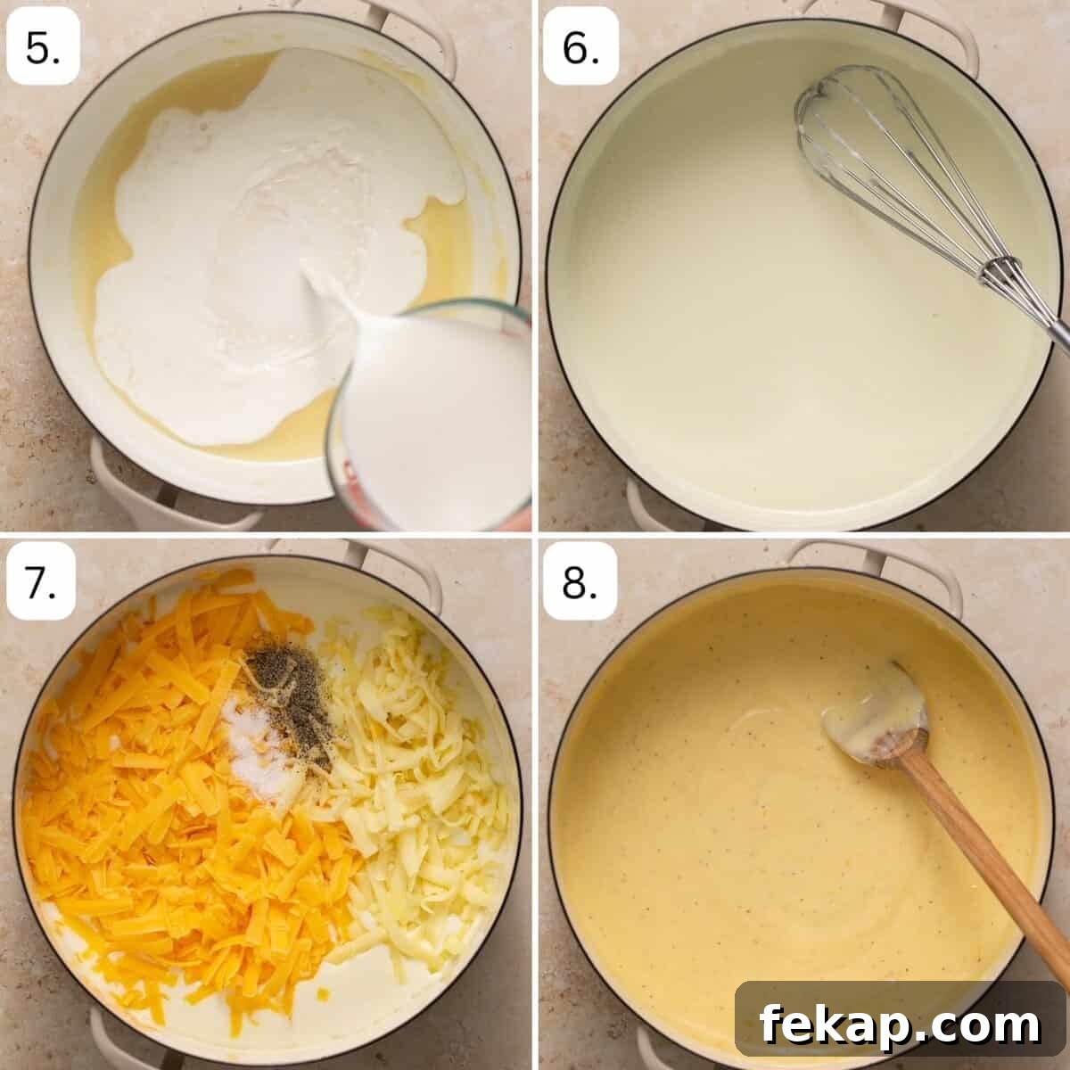 Creamy Oven-Baked Gluten-Free Mac and Cheese Recipe 5 steps 5-8 for making gluten free mac and cheese in the oven