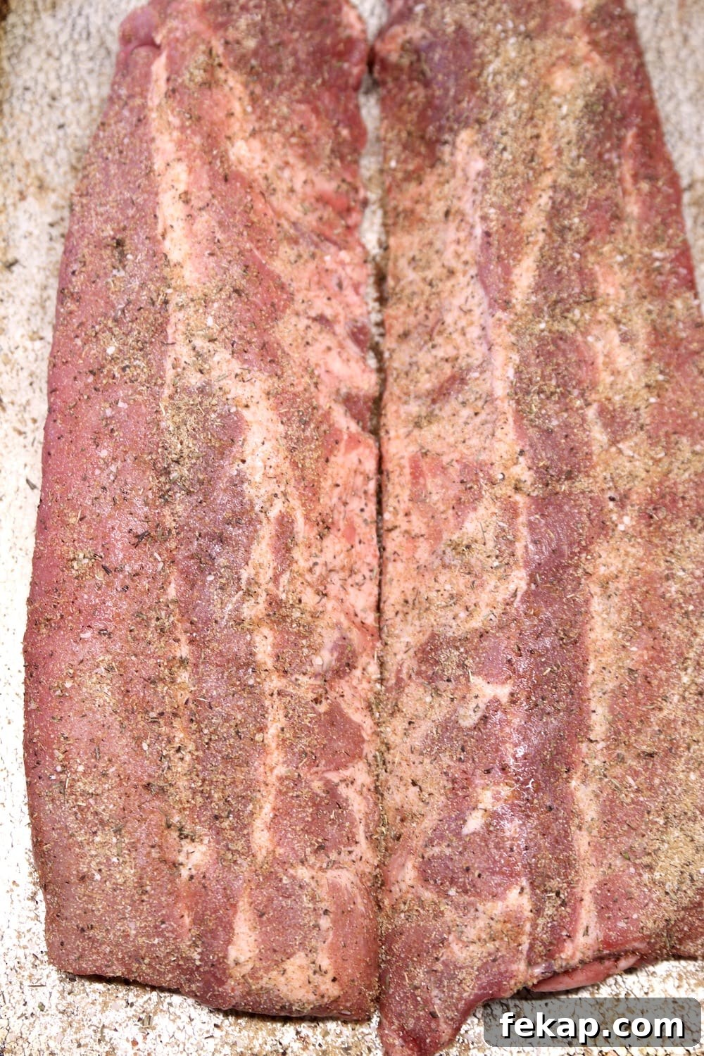 Baby back ribs with garlic and onion dry rub 2 racks baby back ribs with dry rub for grilling