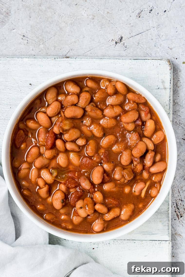 close up of pinto bean stew in a bowl