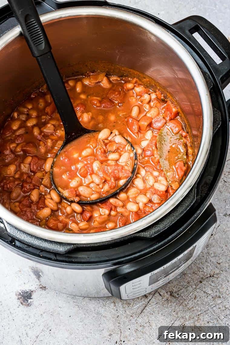 cooked instant pot pinto beans inside the instant pot