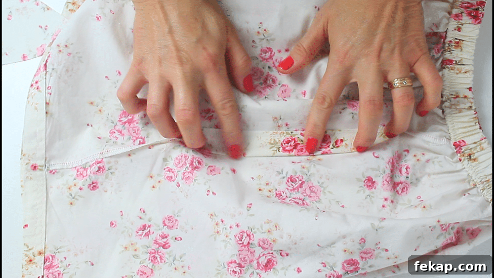 How to Sew Pockets into a Skirt or Dress 11 Positioning the pocket piece on the skirt seam
