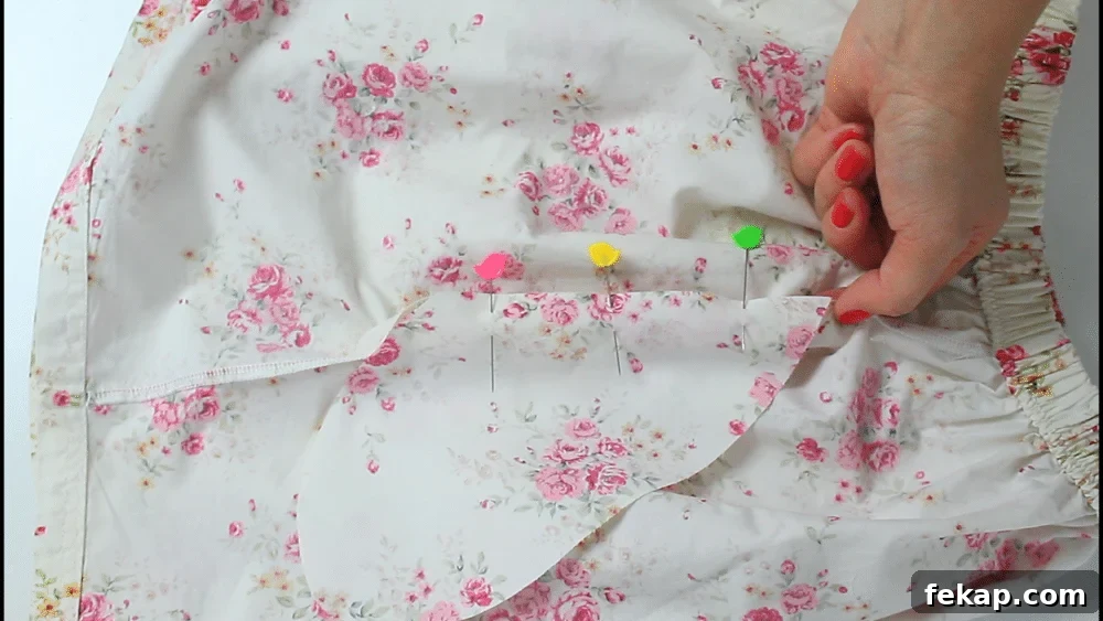 How to Sew Pockets into a Skirt or Dress 12 Pinning the pocket piece to the side seam