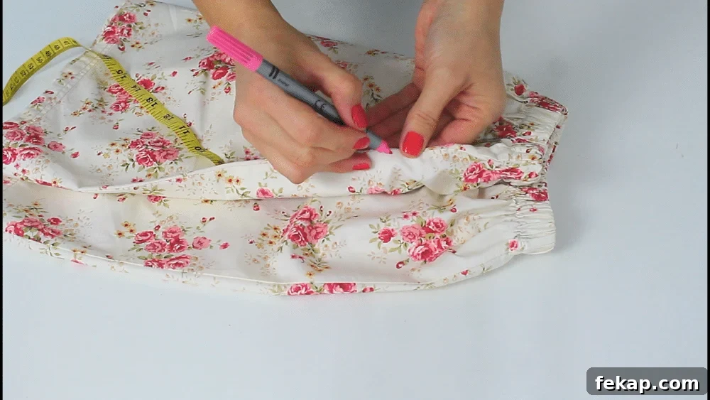 How to Sew Pockets into a Skirt or Dress 9 Marking the side seam for pocket placement