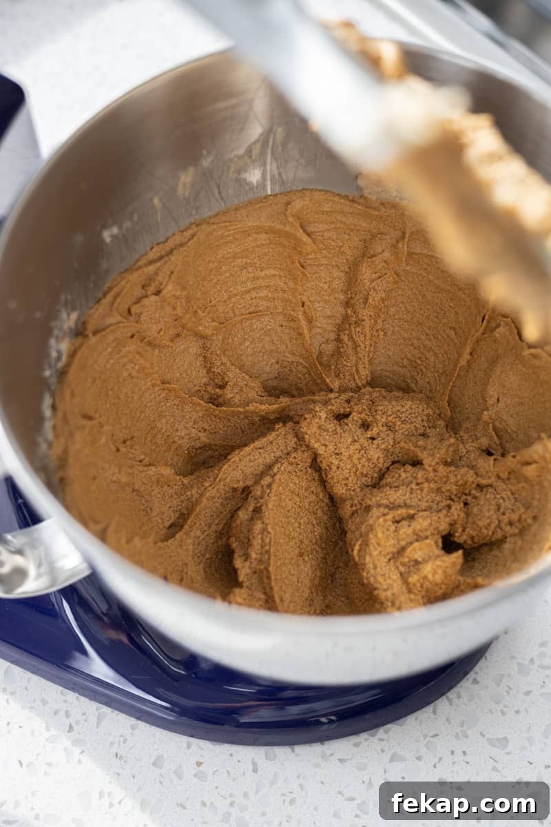 Molasses and egg added to the dough mixture.