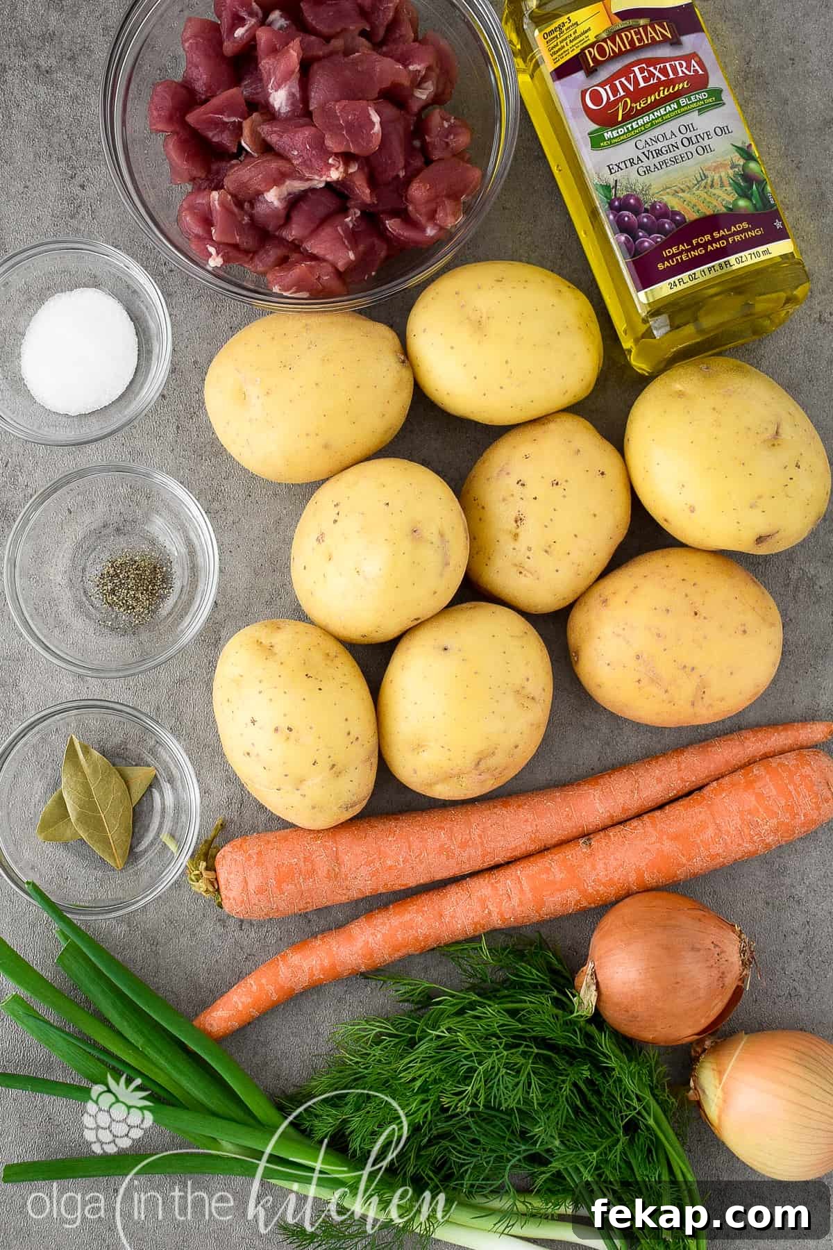 Ingredients for braised potatoes with pork