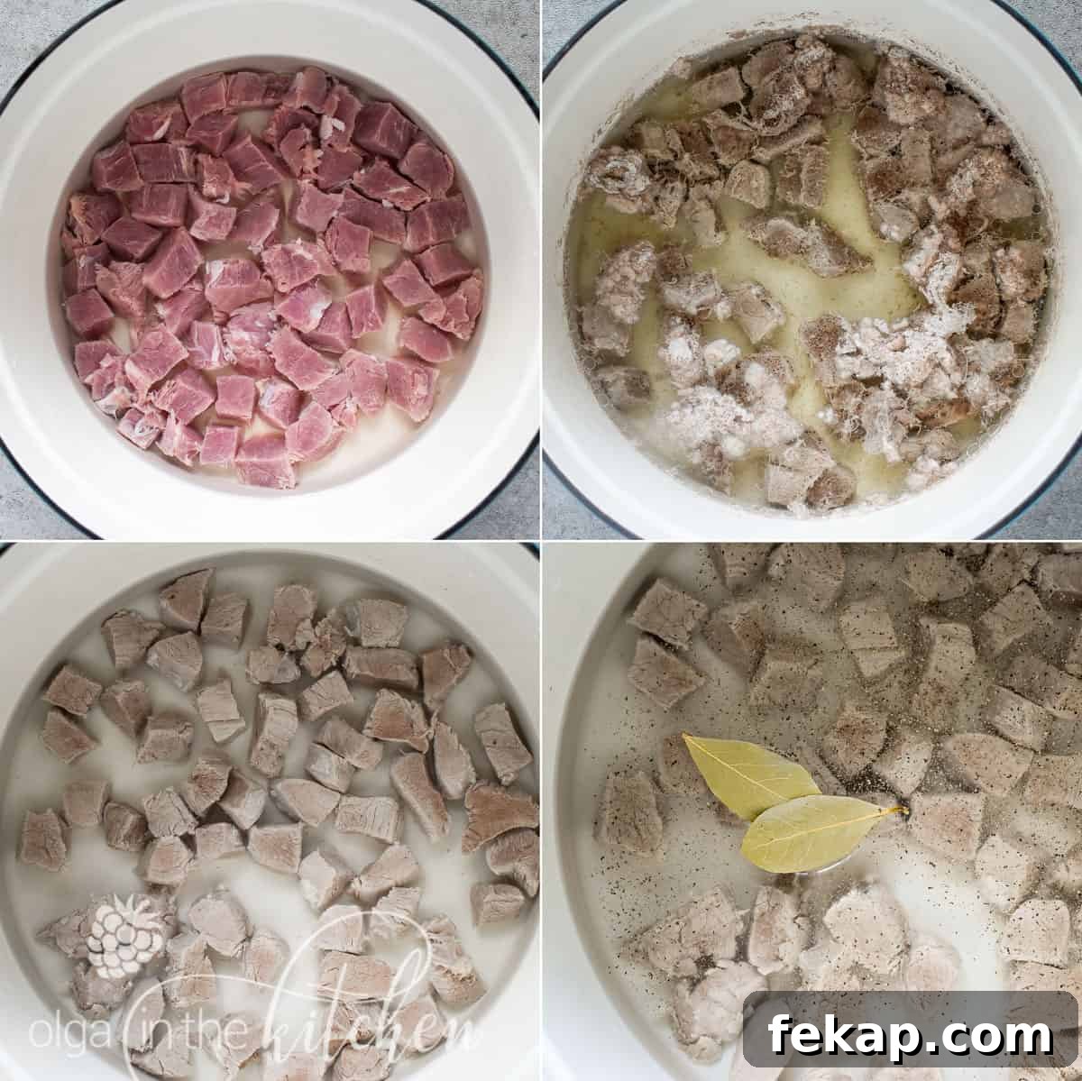 Cooking pork for braised potatoes