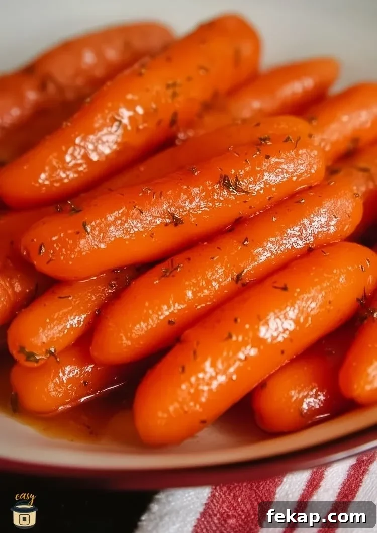 Oven-Roasted Honey Baby Carrots with Garlic Butter 3 Honey garlic roasted baby carrots caramelized with parsley garnish