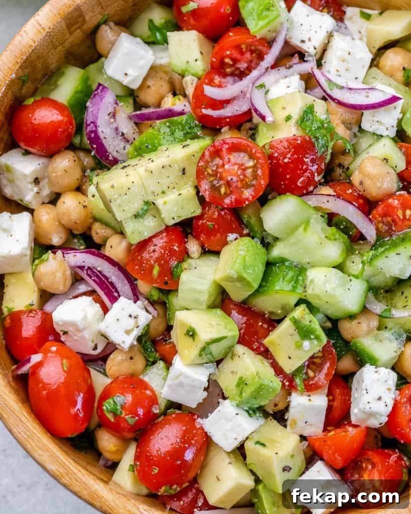 Chickpea and Feta Salad with Lemon Vinaigrette 10 top view chickpea salad