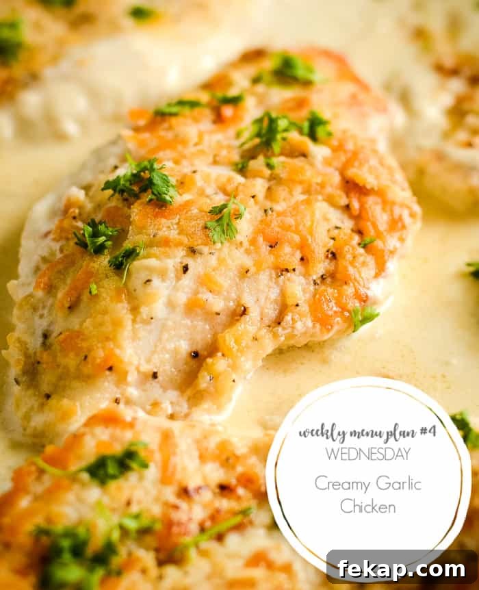 Week 4 Meal Plan: 7 Day Menu 5 creamy garlic chicken for menu plan #4