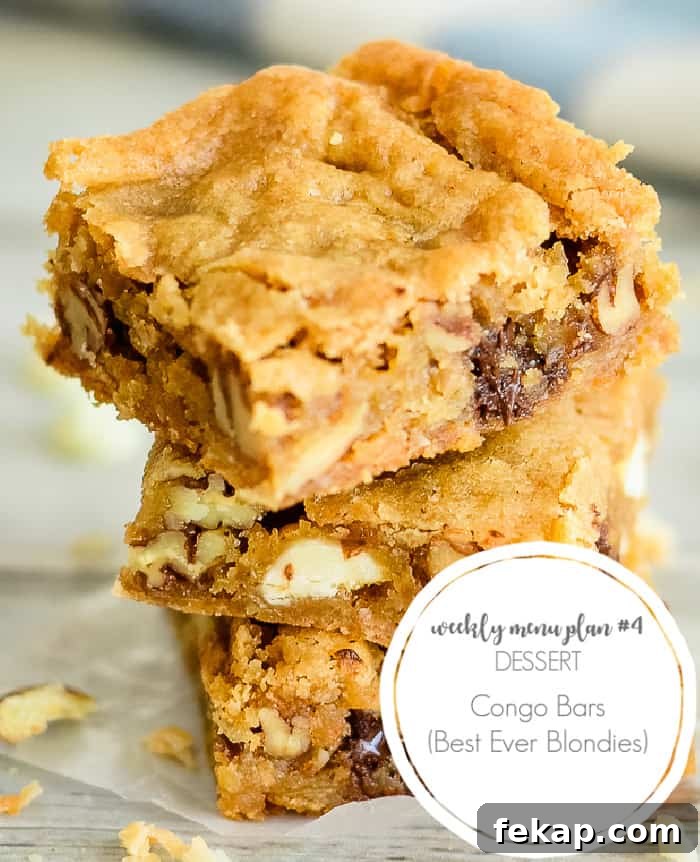 Week 4 Meal Plan: 7 Day Menu 8 congo bars for weekly menu
