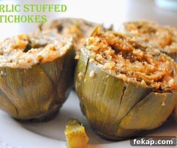 A close up of a plate stuffed artichoke.