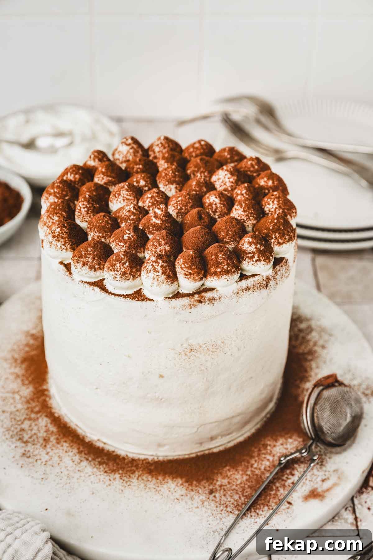 Gâteau tiramisu sur une table
