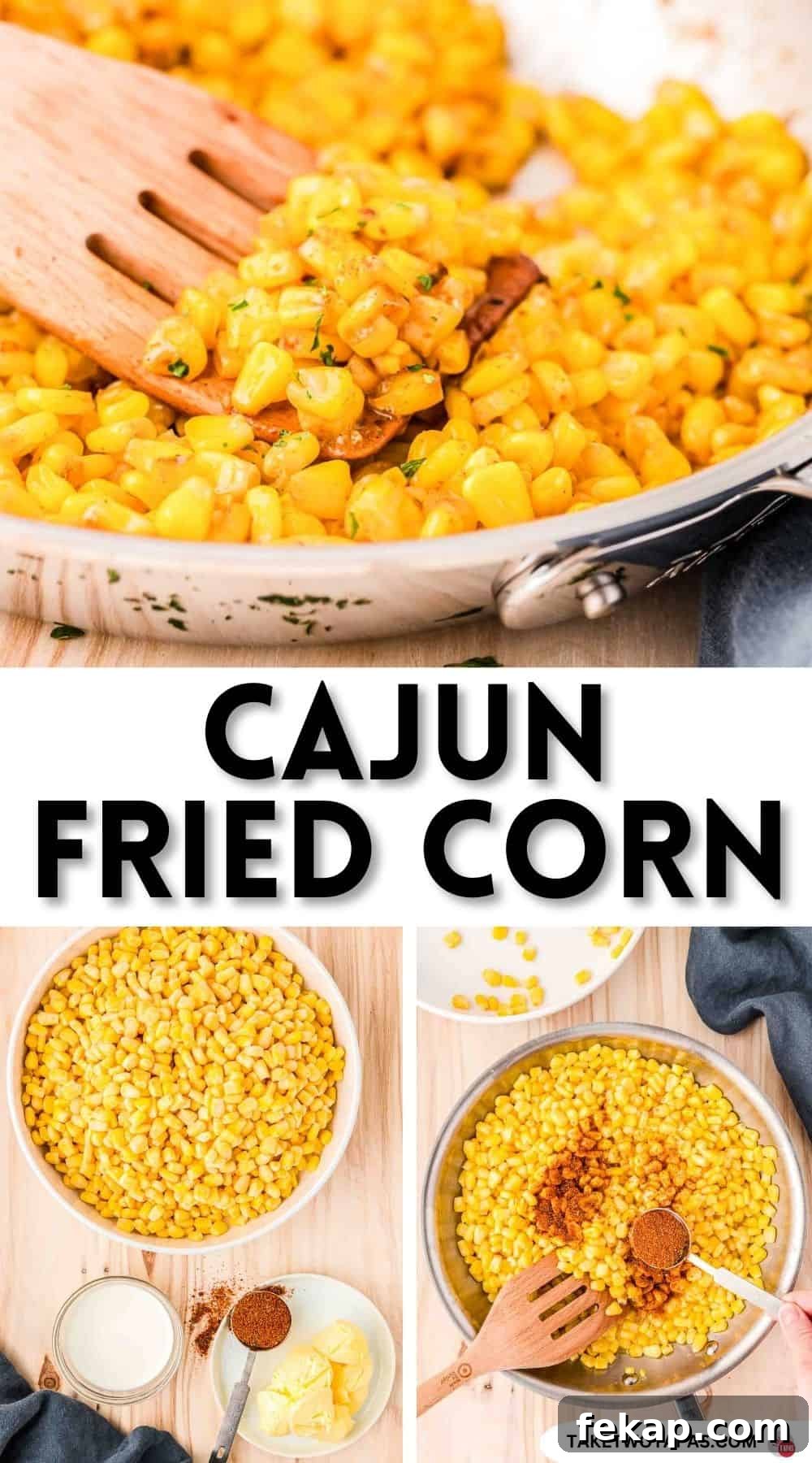 Cajun Fried Corn Recipe: Spicy Southern Side Dish 14 Pinterest pin image for cajun fried corn recipe