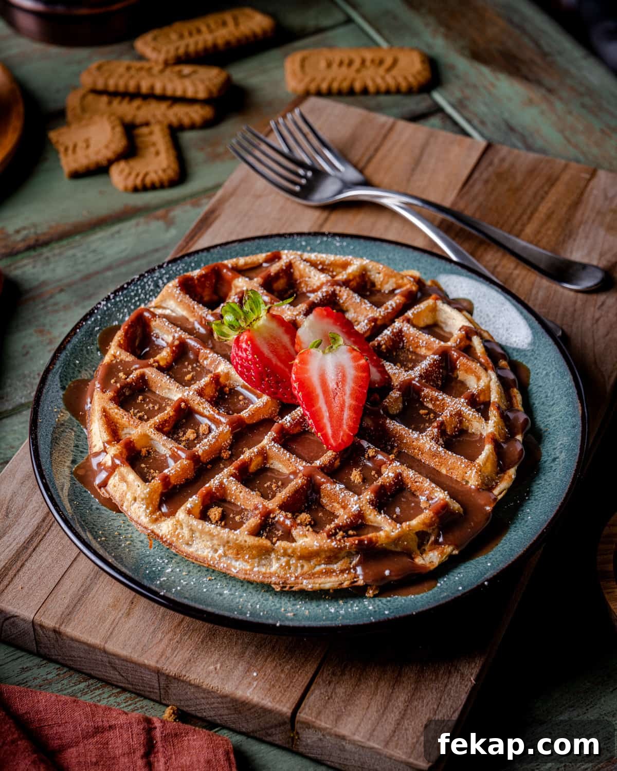 Crispy Biscoff Cinnamon Waffles with Nutella Cream 2 Biscoff Cinnamon Waffles with Nutella Cream